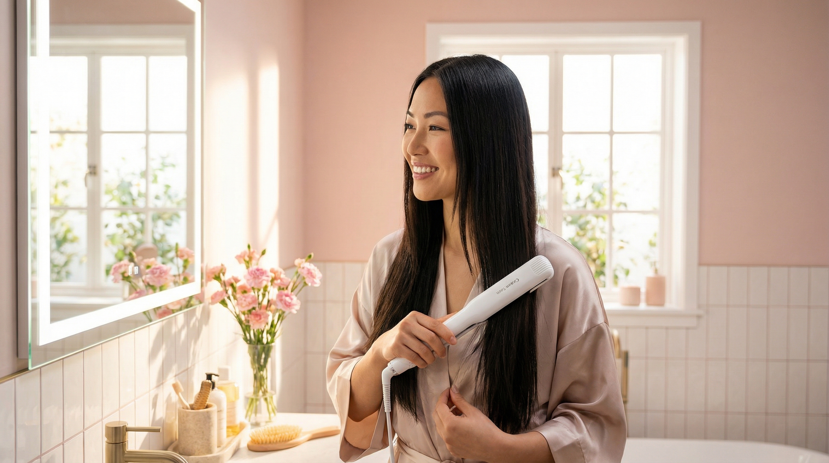 How to straighten hair in 5 minutes with FIFN ceramic flat iron for quick morning routine