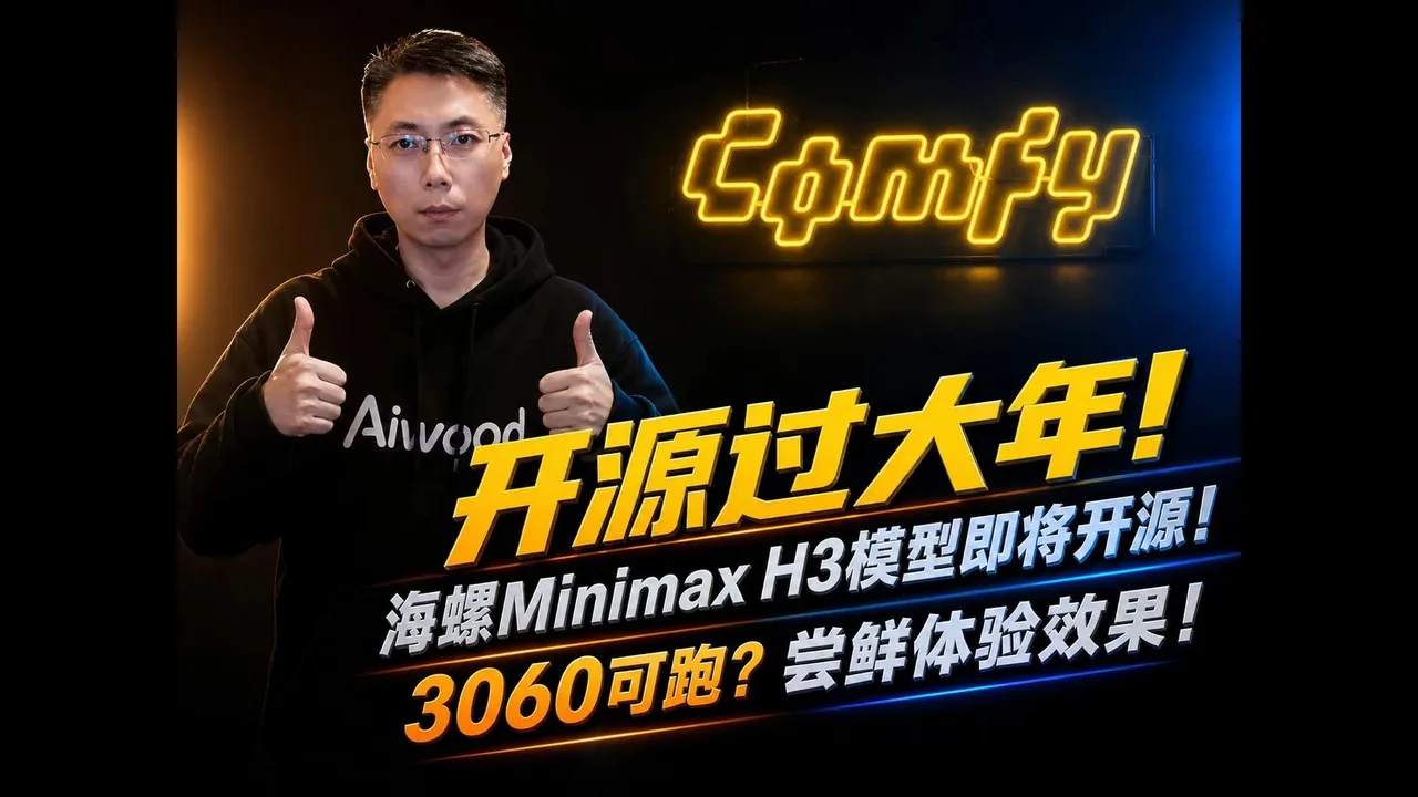 开源过大年！海螺Minimax H3宣布开源！3060可跑？尝鲜体验！同任务对比Flux3