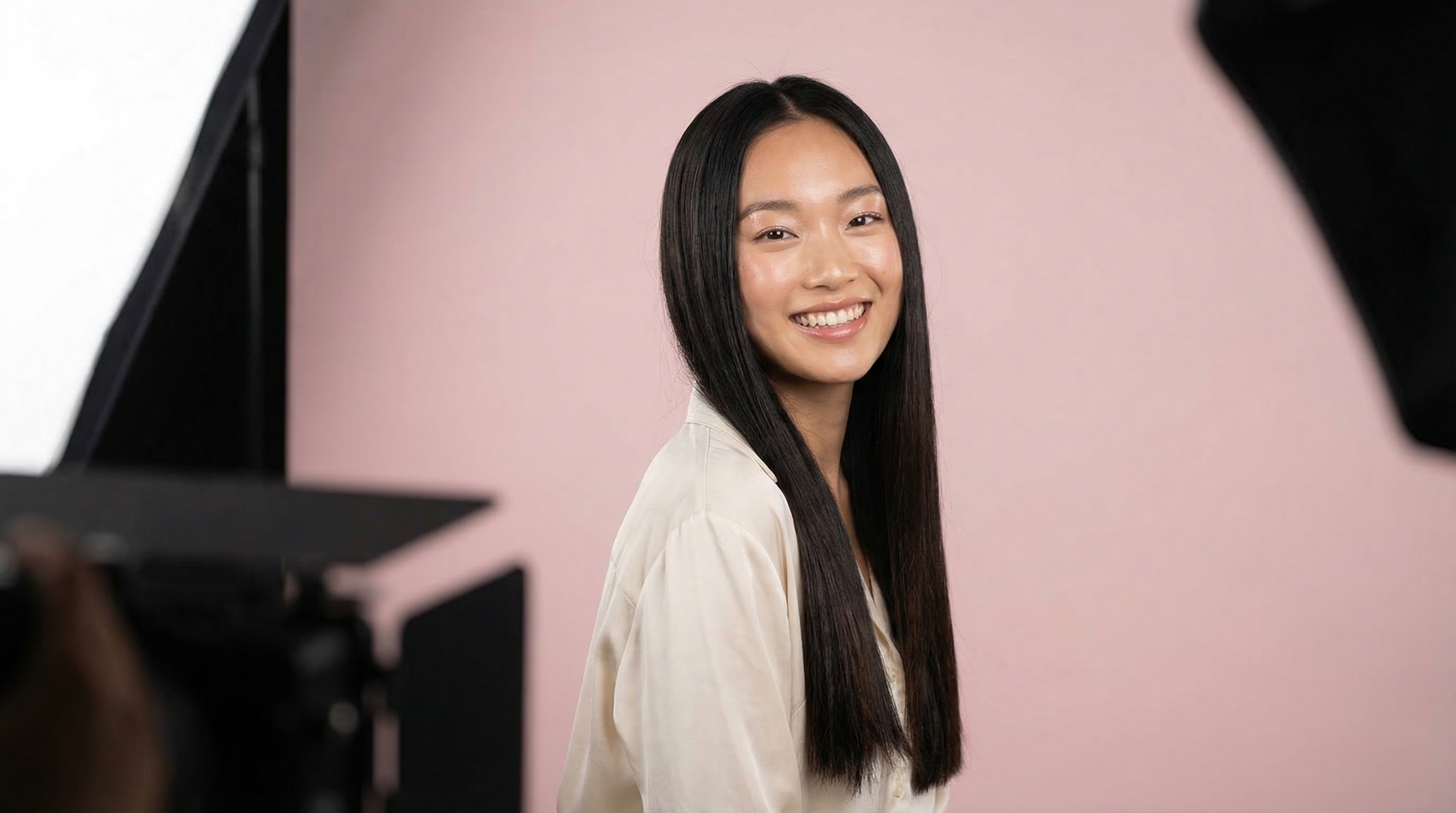 Woman with straight shiny hair