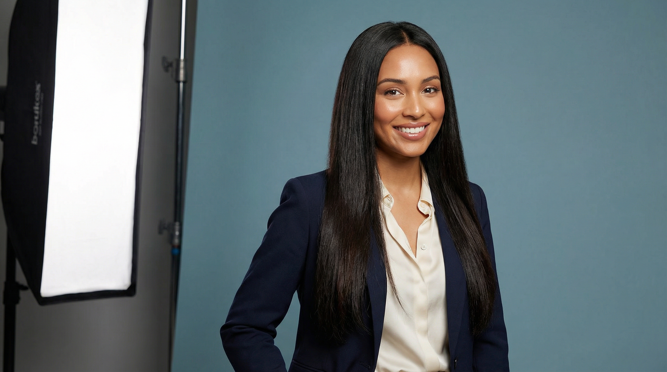 Woman with sleek straight hair for special occasion