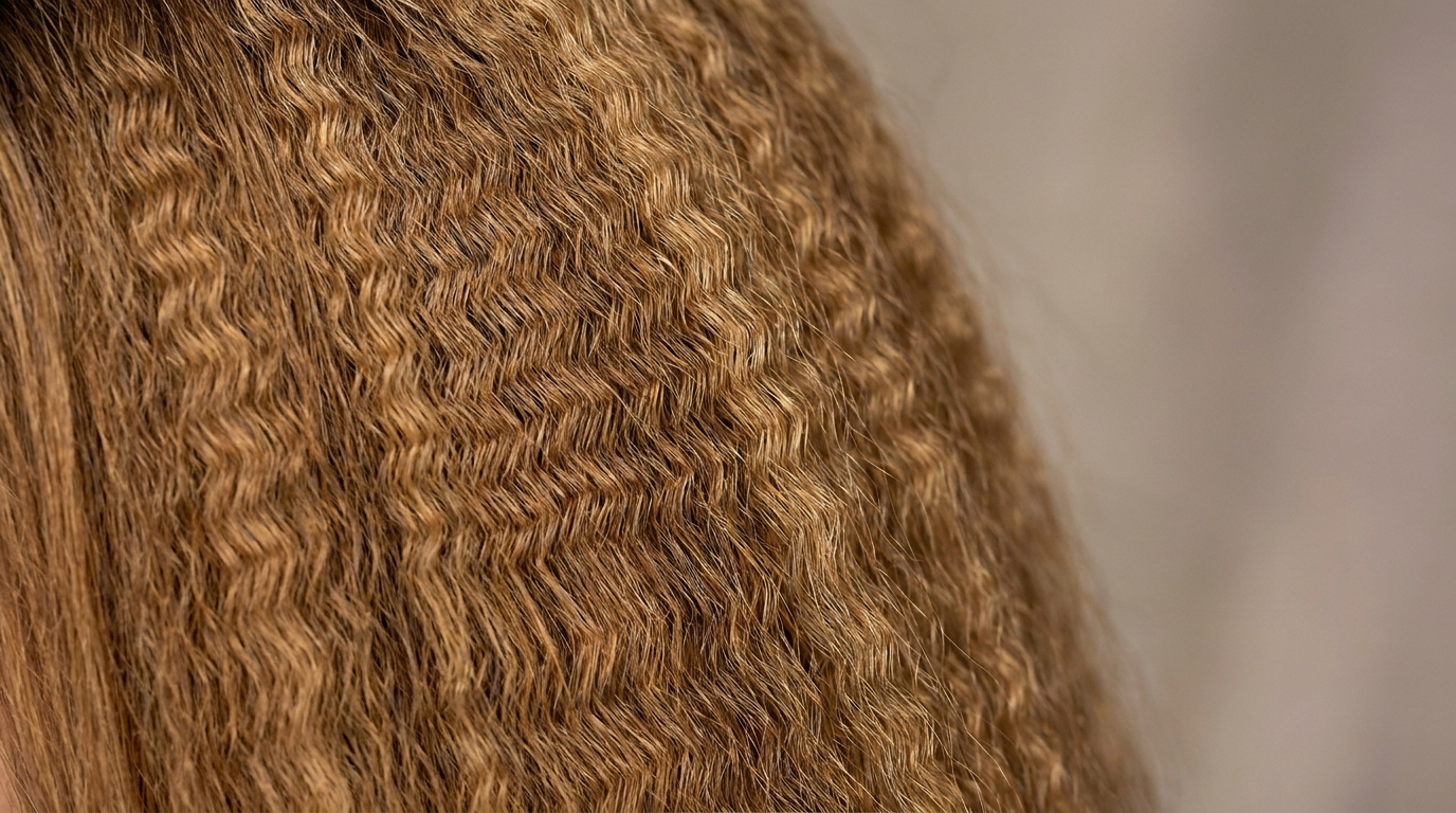 Close-up crimped hair texture for 50th birthday milestone glam volume