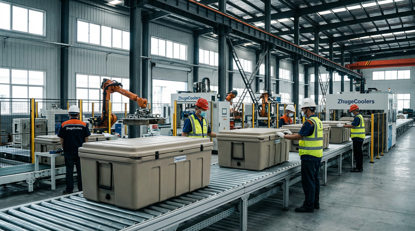 Factory Production Line: ZhugeCoolers rotomolded cooler production facility in Ningbo, China