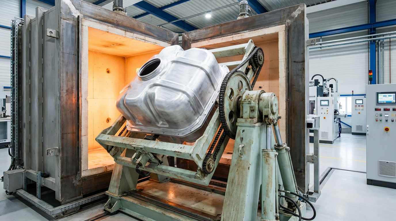 Manufacturing Process: Rotational molding machine — dual-axis rotation in a heated oven