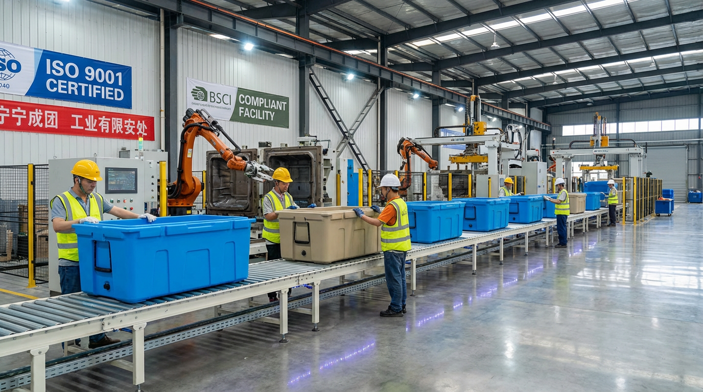Factory Production Line: ZhugeCoolers rotomolded cooler production facility in Ningbo, China