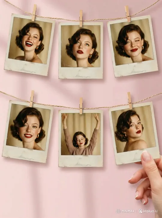 上传人物图片，生成宝丽来写真墙 by Hailuo AI Video Generator