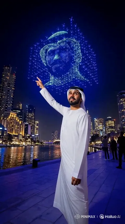 上传人物照片，生成专属无人机灯光秀 by Hailuo AI Video Generator