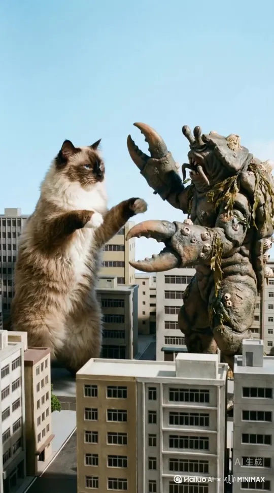 上传角色图像，生成其与怪物战斗的视频 by Hailuo AI Video Generator