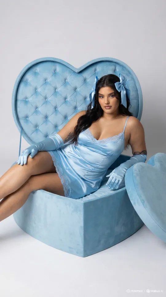 上传照片，生成你的蓝色复古缎带写真 by Hailuo AI Video Generator