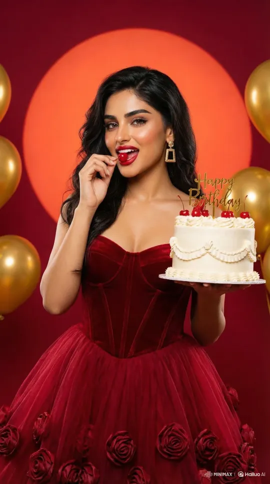 上传照片，AI智能生成手捧樱桃蛋糕的专属生日写真，定格甜蜜庆生瞬间。