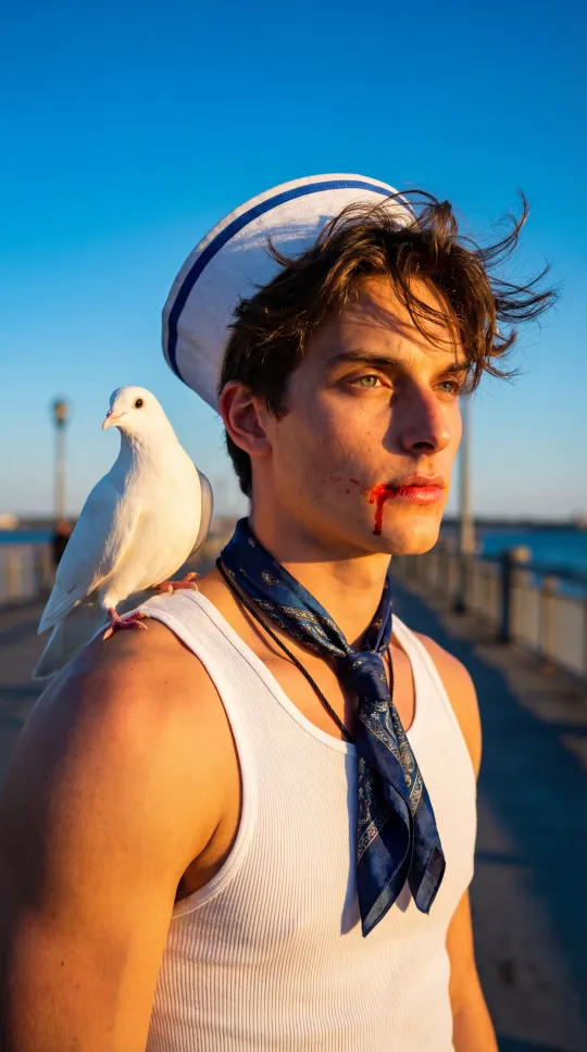 上传清晰面部照，AI智能生成你的专属海滨男孩写真 (33个字符)