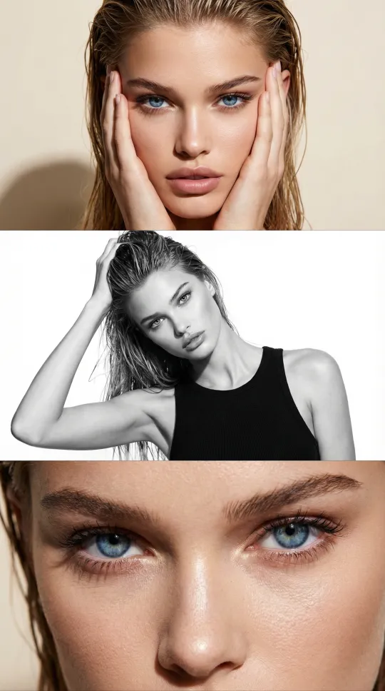 上传照片，AI智能快速生成个性化女性三宫格拼贴照片，轻松打造专属风格