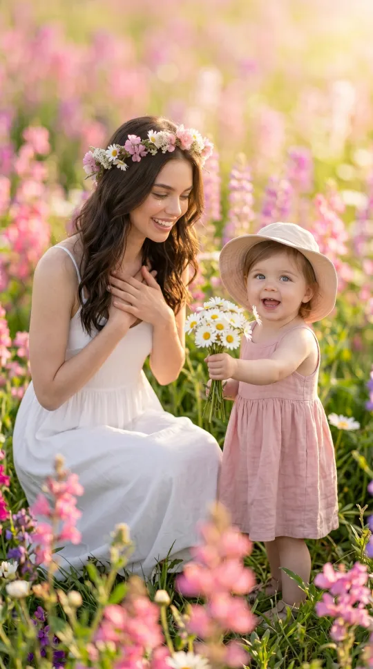上传照片，AI智能生成唯美母子花丛写真，记录温馨亲子时光。