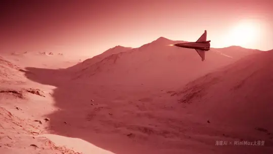 火箭飞越火星上的雪山 by Hailuo AI Video Generator