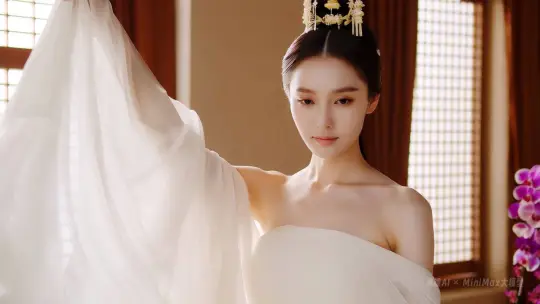 图像质量: (精致的纹理表现:1.4), (超高清画面:1.3)

画面风格: (极简的古典美学:1.4), (温暖且柔和的色调:1.2)，(张艺谋的东方美学:1.5), (飘逸动感的古典美:1.3)

主体: (洛神的形体修长而完美:1.4), (肩若削成，腰如约素:1.3)，（白衣飘飘仙气凌人：1.3）

场景: (简约而典雅的古典室内:1.2), (淡淡的幽兰香气弥漫:1.1)

镜头: (特写镜头捕捉她肩与腰的线条美感:1.3), (慢镜头展示她动作中的优雅:1.2)

灯光: (柔和的室内自然光:1.4), (温暖的灯光渲染出她白皙的肌肤:1.3)

构图: (黄金比例构图:1.3), (凸显她的形体之美与动作之柔:1.2)

特效: (轻纱随风飘动的效果:1.3), (幽兰的淡淡光晕:1.2) by Hailuo AI Video Generator