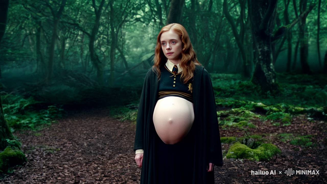 Harry Potter's Pregnant Hermione in Enchanted Forest - AI Generated Video |  Talkie AI, image size:1280x720