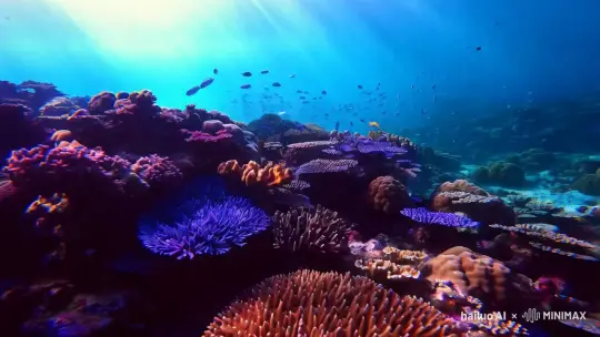 美丽的珊瑚礁，第一视角，海面下 by Hailuo AI Video Generator