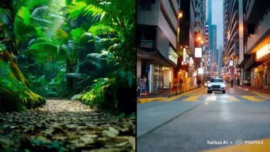 风格:电影风格
时长:6秒
拍摄内容:左右分屏画面,左屏是热带雨林,右屏幕香港狭窄的街道。
拍摄主体:一辆白色奥迪Q5正在急驰
视觉效果:Q5从左屏行驶到右屏,形成穿越屏幕的效果。
画面要求:高清、真实、色调柔和
表达的内容:通过视觉特效,创作超乎想象的场景。 by Hailuo AI Video Generator