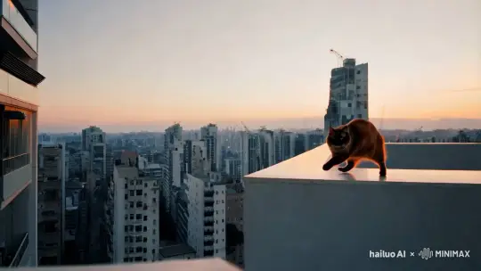 胖猫跳楼的视频。 by Hailuo AI Video Generator