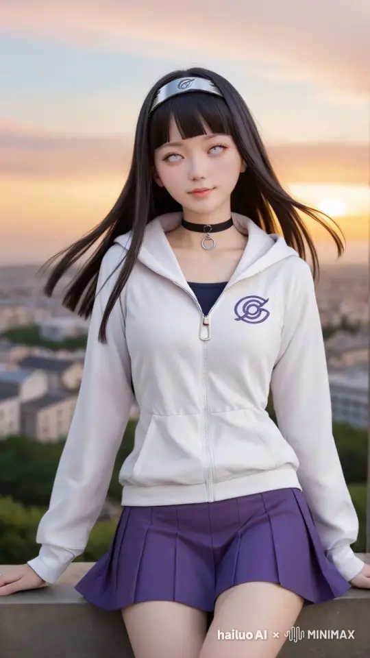 白色眼睛的女孩微笑 by Hailuo AI Video Generator