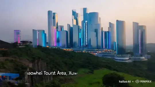 徐闻县角尾旅游区那里变成了科技城市。 by Hailuo AI Video Generator