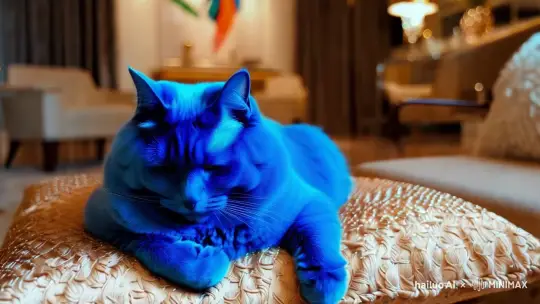 一只蓝色的胖猫 by Hailuo AI Video Generator
