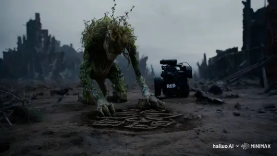 a weird scary hybrid animal plant scrawling in the dirt, practical effects, post-apocalyptic movie scene shot on RED Komodo, directed by Andrei Tarkovsky by Hailuo AI Video Generator