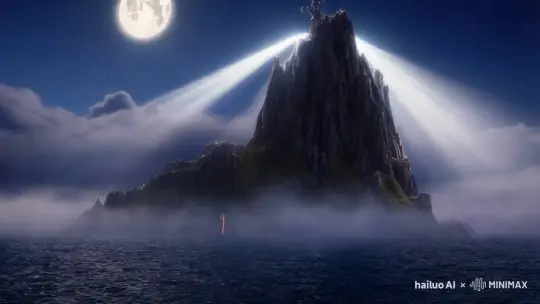 镜头：大全景，展现夜晚的古老海中仙山之巅
光线：月光酒在仙山之巅，营造出神秘而梦幻的氛围
视频内容：月光下，我们首先看到的是一位身披五彩斑斓鳞片长袍的美女仙子。镜头从远处缓慢推近，细节逐渐清晰，可以看到她的鼻子部随着呼吸微微张合，仿佛在轻声吟唱。随后，镜头以美女仙子为中心进行旋转，捕捉到头发随海风轻轻摆动的景象，为这一瞬间增添了一抹梦幻
背景：夜晚的古老海中仙山之巅，周围是云雾缭绕的山峦，月光洒在山巅，仙山显得神秘而美丽
镜头运镜：从远处的全景镜头缓慢推近到美女仙子的特写，再以美女为中心进行旋转，捕捉到头发轻轻摆动的细节
视频风格：神秘梦幻，真实电影感
画面质量：32K高清晰分辨率，色彩和光影效果丰富 by Hailuo AI Video Generator
