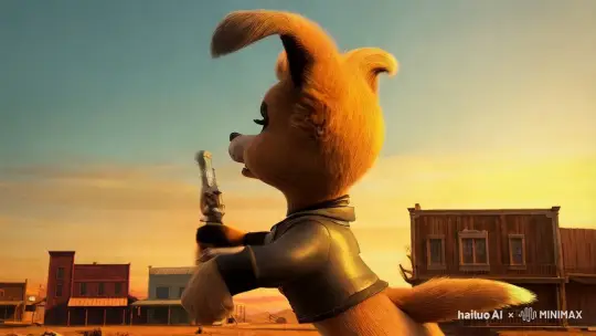 a cartoon rendering of a heroic puppy. The puppy is anthropomorphized, meaning it has human-like features, such as holding a retro pistol and having a firm look in its eyes. The puppy is aiming at the camera, which creates a sense of drama. The lighting in the picture is warm-toned, which adds to the overall sense of drama. The background of the picture is a deserted town in the Old West, with a sunset glow filling the sky. This adds a touch of danger and charm to the overall scene. The style of the picture combines elements of Tim Burton's fantasy with those of Hayao Miyazaki's delicacy. The picture is shot in 4K ultra-high definition, which captures every vivid detail.
 by Hailuo AI Video Generator