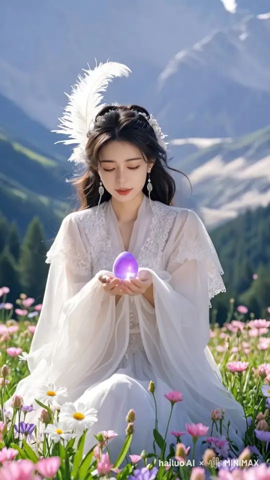 女人双手捧着发光的蛋，满脸开心 by Hailuo AI Video Generator