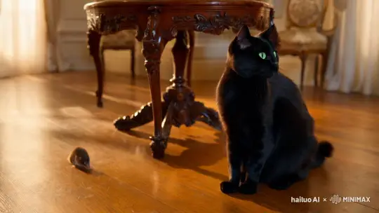 一只被老鼠吓到的猫咪
 by Hailuo AI Video Generator