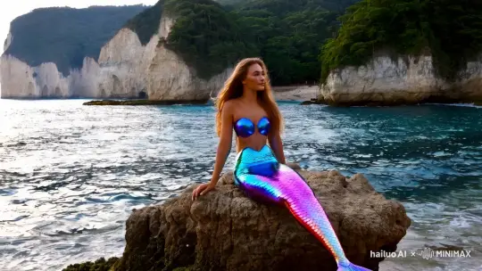 海边一条美人鱼 by Hailuo AI Video Generator