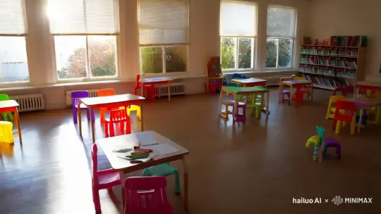 幼儿园，里面没有人 by Hailuo AI Video Generator