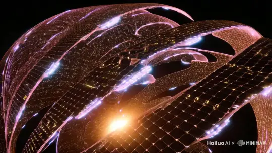 根据戴森球假说，镜头展示一个围绕恒星的巨大人造结构。这个结构由无数个太阳能收集板组成，它们紧密地排列在一起，形成了一个几乎完全包裹住恒星的球体。从远处看，戴森球就像一颗巨大的发光宝石，散发着耀眼的光芒。在戴森球的内部，有各种复杂的设施和通道，用于传输和利用收集到的能量。也许在这个巨大的能源收集系统中，还存在着一种高度发达的外星文明，他们依靠戴森球所提供的巨大能量来维持自己的生存和发展，创造出了一个与地球完全不同的文明形态 。 by Hailuo AI Video Generator