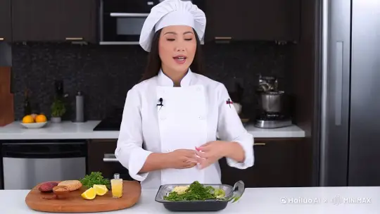 女机械姬 豪华厨房 炒菜 现代风格 by Hailuo AI Video Generator