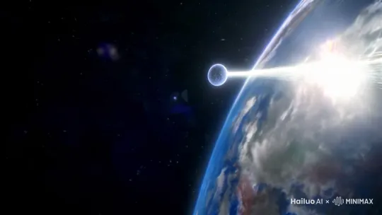4K 超高清渲染（写实记录的画面风格：0.2） （神秘奇幻的氛围：0.3） （光子旅行场景：0.2）
主体：（一个孤独的光子在无尽的宇宙中穿梭：0）
角色设定：（光子以光速前行，不知疲倦，没有目的：0）
细节：（光子的能量波动如微小的涟漪，难以察觉：0.1）
次要对象：（周围的星际物质如稀薄的雾气，若隐若现：0.1）
环境：（宇宙空间黑暗而广阔，充满未知：0.2）
动作：（光子一往无前，速度恒定：0.4）
镜头：（全景：0.2） （缓缓推进镜头，聚焦光子的能量波动和前进轨迹：0.2） （俯拍：0.2） （展现这神秘的旅行，传递出探索的氛围：0.2） （运动速度适中，营造宁静的气氛：0.2）
灯光：（光子自身的光芒微弱而坚定：0.2）
构图：（以光子为主体，突出其在浩瀚宇宙中的孤独与坚持：0.3）
色调：（以深黑、银白、淡蓝等神秘色调为主，营造神秘奇幻的氛围：0.3）
特效：（无特殊特效，强调光子旅行的自然与纯粹：0.2）
灵感参照：（天文科普影片中关于光子的奇妙瞬间：0.1）
 by Hailuo AI Video Generator
