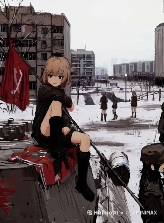 少女坐在坦克上 by Hailuo AI Video Generator