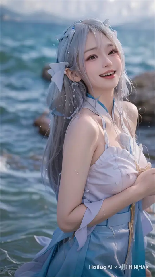 在女生卧室，镜头环绕拍摄一位婀娜多姿的美女，对脸和胸部特写镜头 by Hailuo AI Video Generator