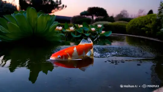 一条锦鲤，跳出水面 by Hailuo AI Video Generator