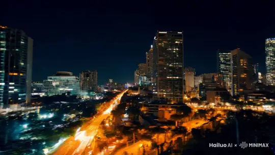 迷离梦幻的场景，FPV 飞过的地点不断变化。夜晚的城市、海滩、水下珊瑚、太空。动态运动、动态模糊、延时摄影、超高速、30 倍速、电影效果、柔和色调。 by Hailuo AI Video Generator