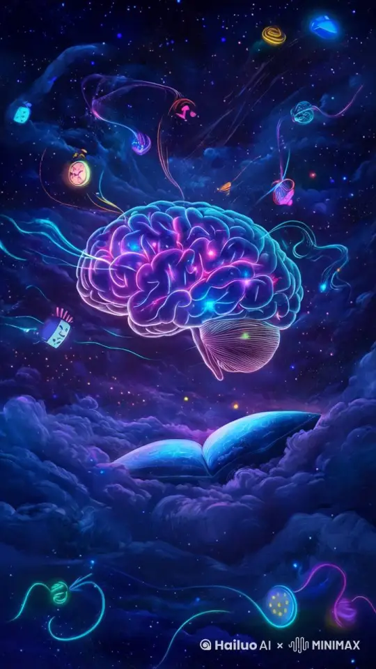 Make the brain pulsate with dynamic glowing effects. Simulate signals flowing through the neural network, with glowing light streams radiating from the center of the brain outward. The neural pathways should pulse gently, and light points should move along the neural connections to create a sense of data transmission. The brain should gently pulsate and synchronize with the flowing light. The background should have subtle, glowing particles to enhance a futuristic atmosphere. by Hailuo AI Video Generator