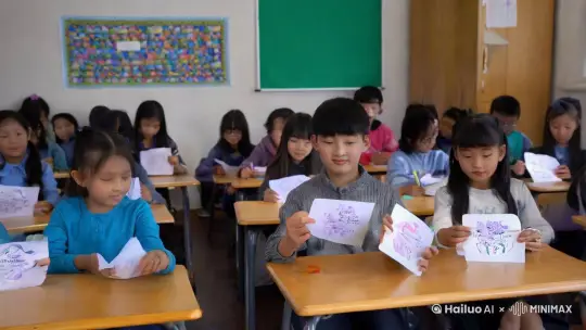 @所有家长，本周五将利用早读及午写时间到各年级进行“良辰美景  饺  好运”幸运冬至送祝福活动，请班级申报的12名同学 制作A4一半大小的冬至祝福卡，上面写上一些祝福的话语，于明天早上交给我[握手][握手][握手] by Hailuo AI Video Generator