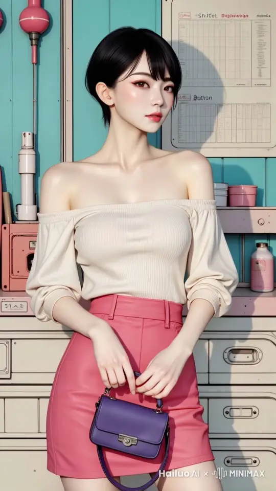 画中的女人微笑，妩媚。 by Hailuo AI Video Generator