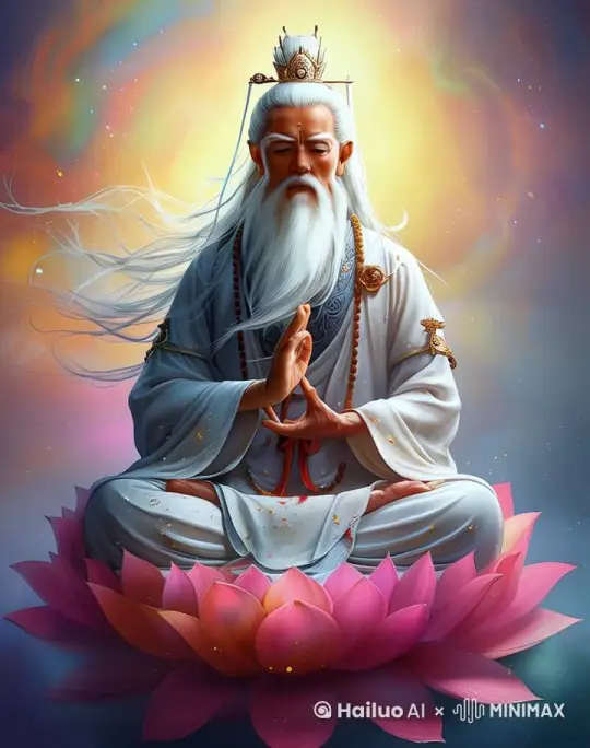 运镜，镜头从近到远，雾气飘动，七彩光源慢慢运动，头发随风飘动， by Hailuo AI Video Generator