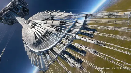 太空电梯宛如一条直达天际的巨龙，从地球表面直插苍穹。它以坚韧的线缆为骨架，承载着往来于天地间的运输舱。在阳光照耀下，闪耀着科技的光辉，像是打开宇宙奥秘的钥匙，让人类迈向星际探索的脚步更加坚实。
 by Hailuo AI Video Generator