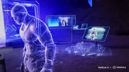 游戏人物由线条快速动态成型渲染成真实 by Hailuo AI Video Generator