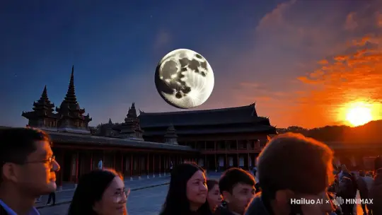 东苑月西夕阳，人人从口口回。 by Hailuo AI Video Generator