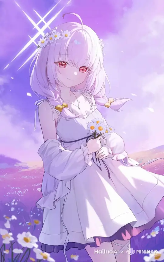 她在闻手上的花 by Hailuo AI Video Generator