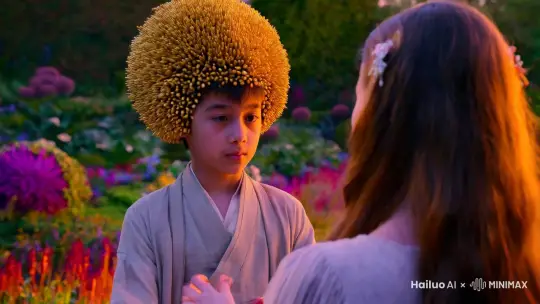 一个长着金针菇头的男孩正在向一个女孩求婚 by Hailuo AI Video Generator