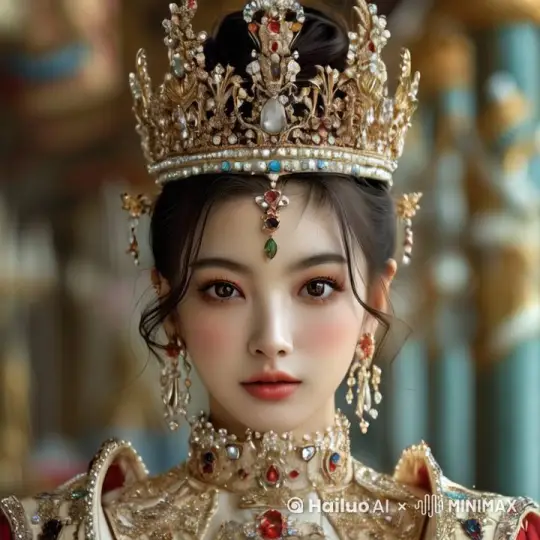 脸瘦一点，要瓜子脸，面对镜头微笑，笑容迷人，动作优雅自在大方得体 by Hailuo AI Video Generator