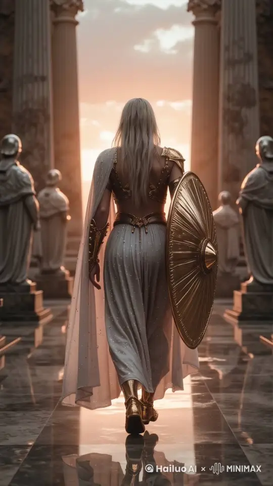 The beauty walks forward, keeping the elements unchanged, no extra elements appearing, and the camera moves backwards） by Hailuo AI Video Generator